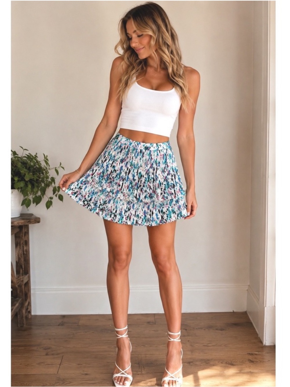 J Crew Pleated Multi-Color Mini Skirt